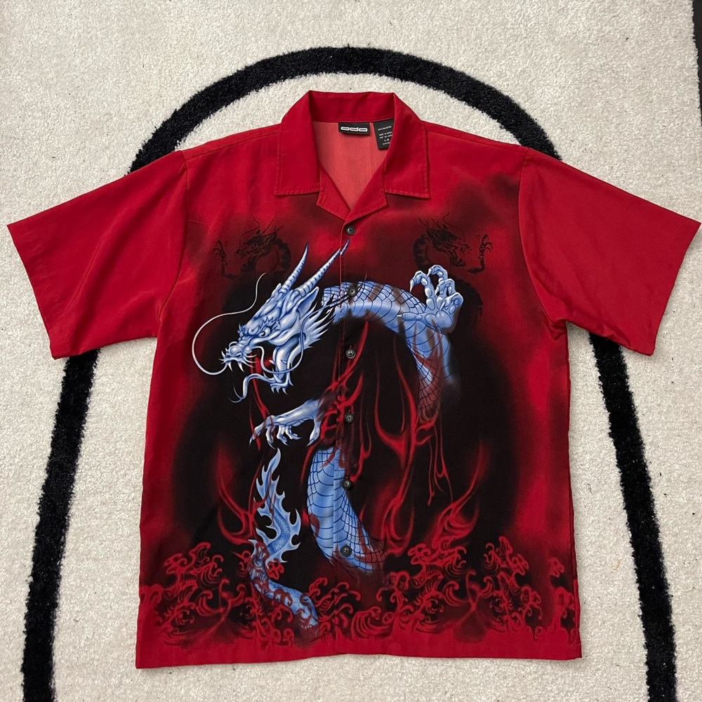 Blue Dragon Hawaiian gamer shirt sz. Large